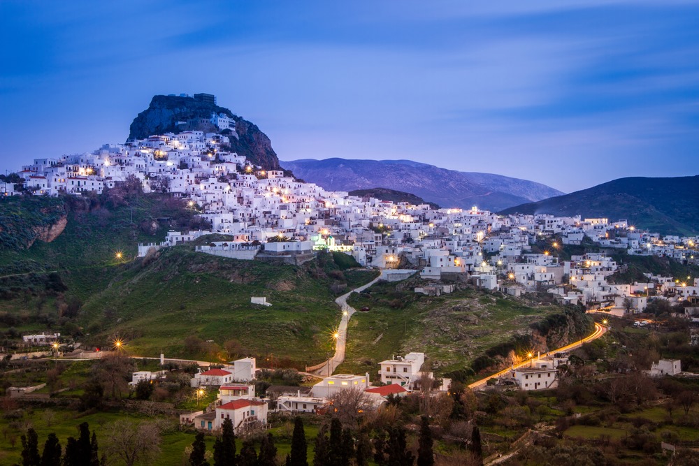 Skyros Greece island village and coastline