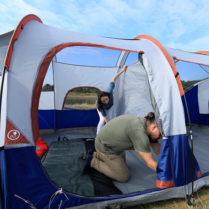 Family tent camping layout