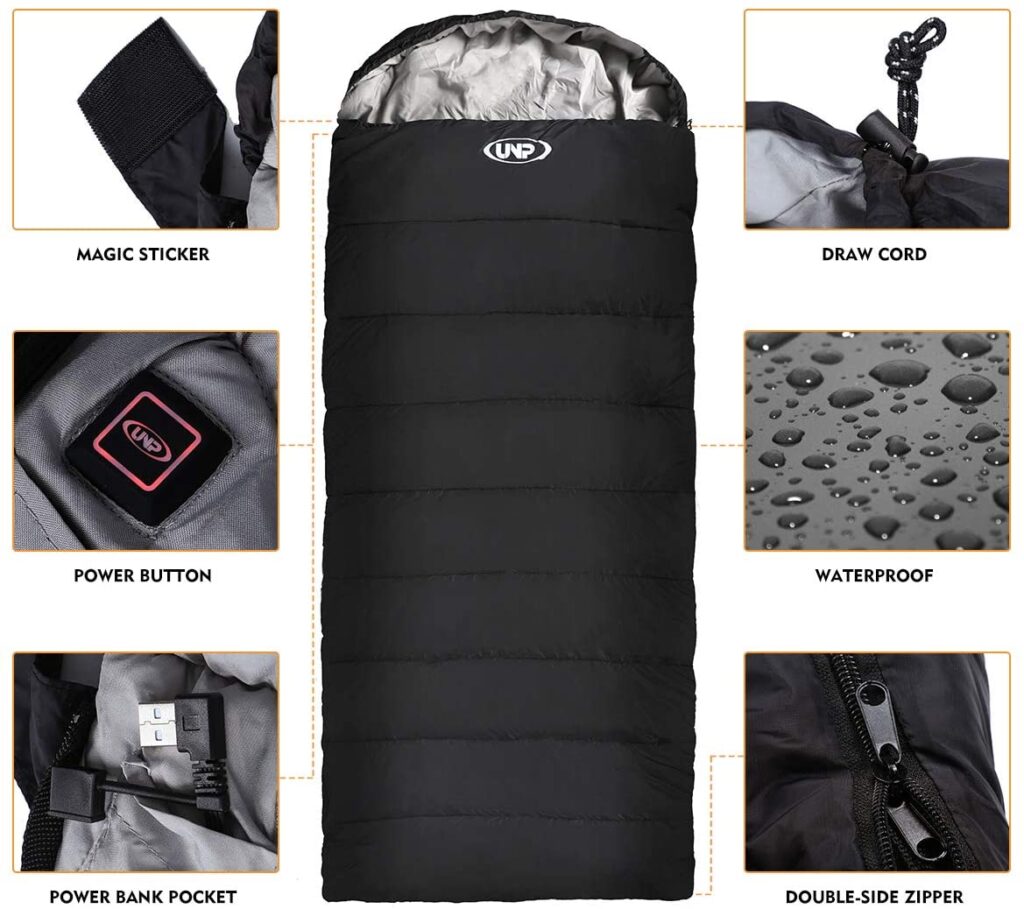 UNP heated sleeping bag for camping