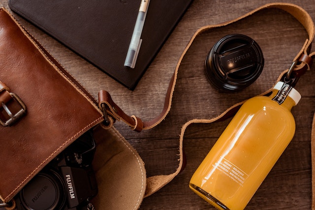 A protective travel case for camera gear packed for a trip