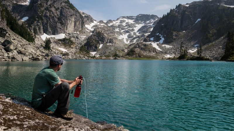 Water filter for camping