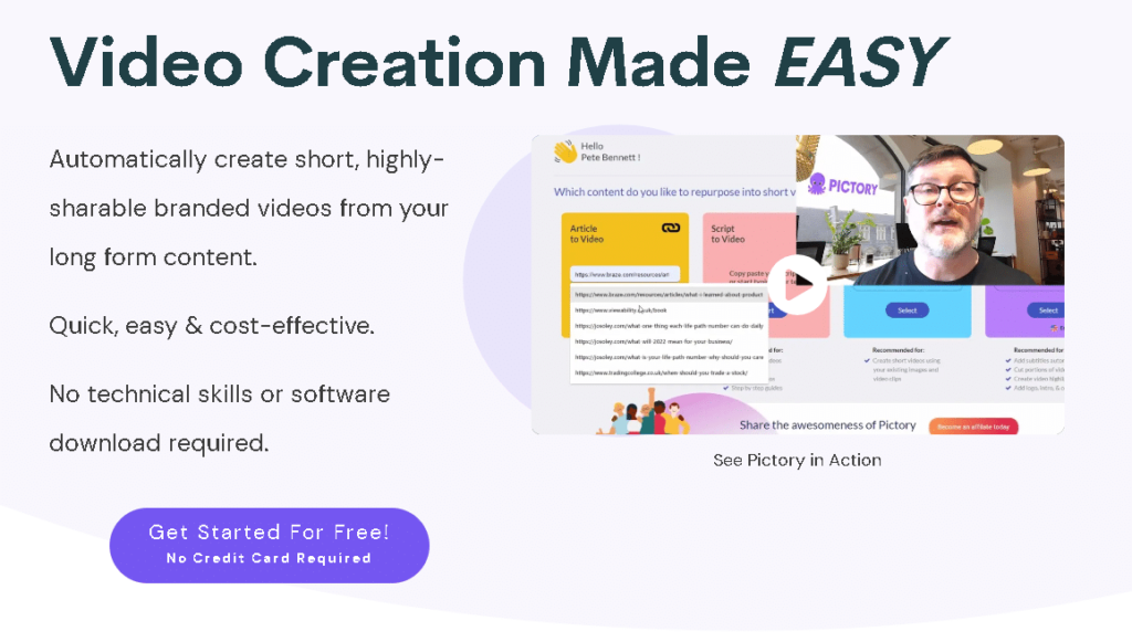 Pictory AI video creation screenshot