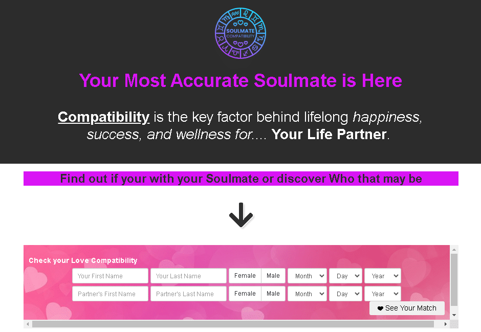 Zodiac sign soulmate quiz illustration