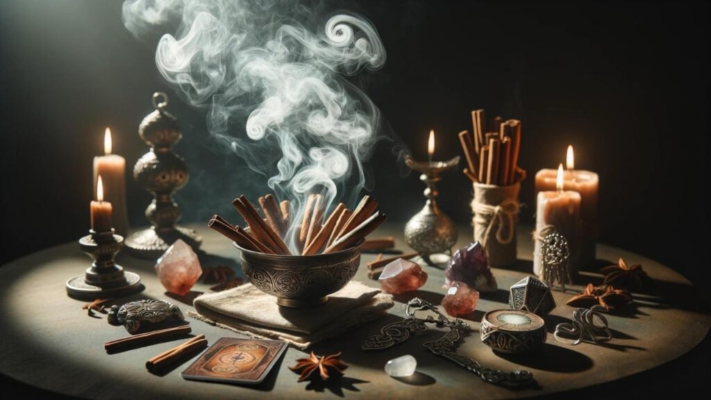 Cinnamon used for cleansing divination tools and ritual spaces