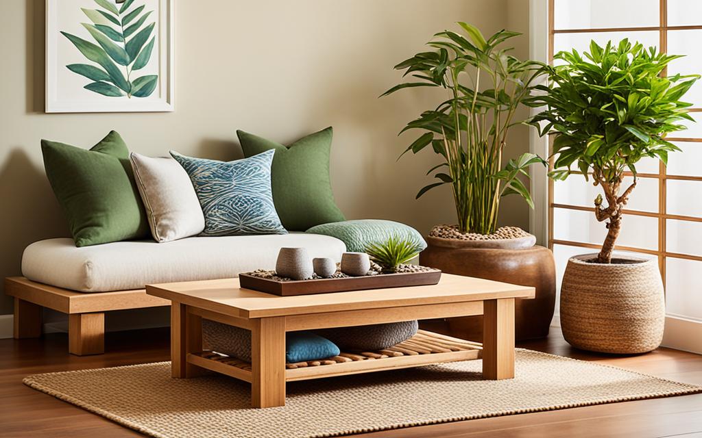 Natural elements in a meditation room