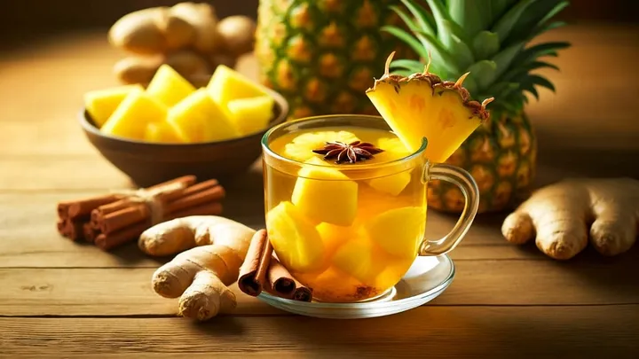 Pineapple cinnamon ginger tea for weight loss