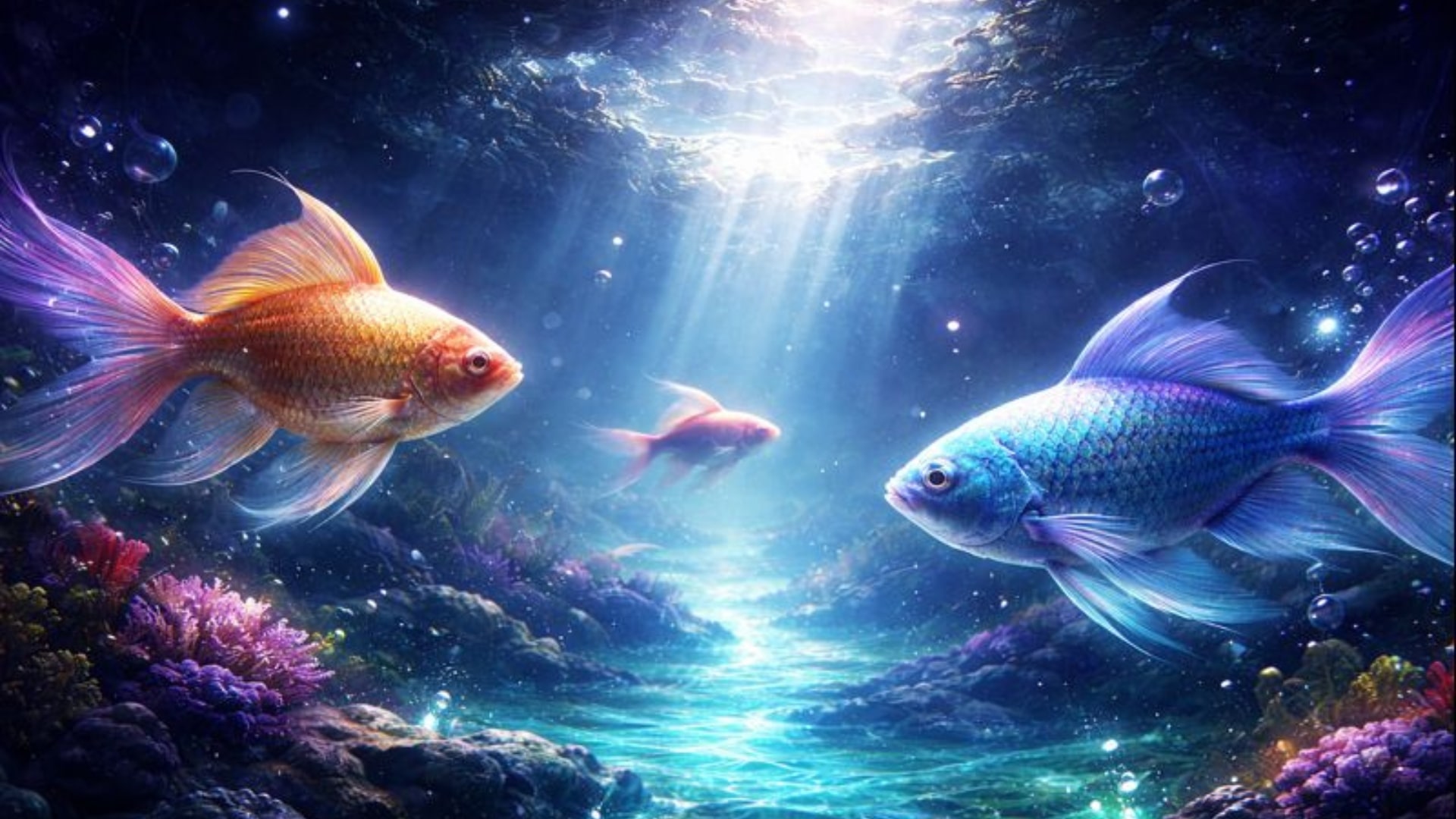 Fish swimming through clear dreamlike water, symbolising emotions and hidden meaning in dreams